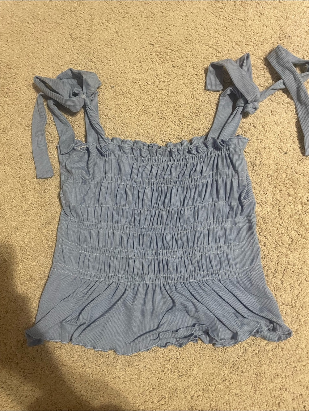 Altar'd State Light Blue Smocked Tie-Shoulder Camisole